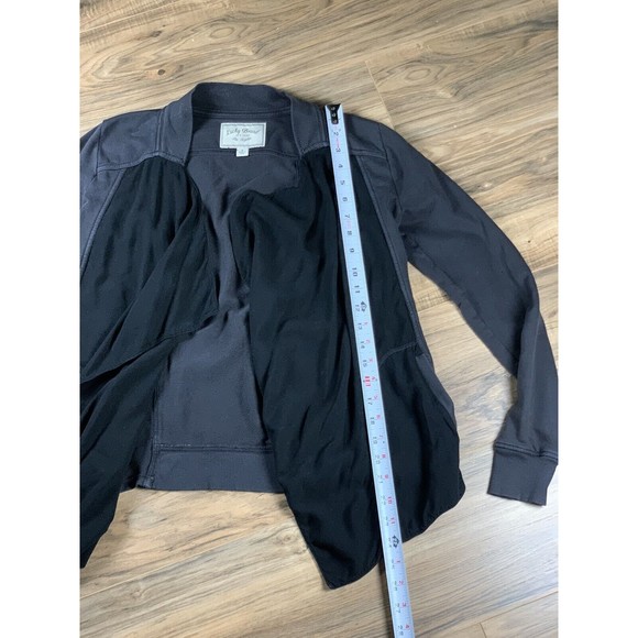 Lucky Brand Womens Drape Open Cardigan Blazer Jacket Gray Black Size S Pockets - Picture 5 of 8